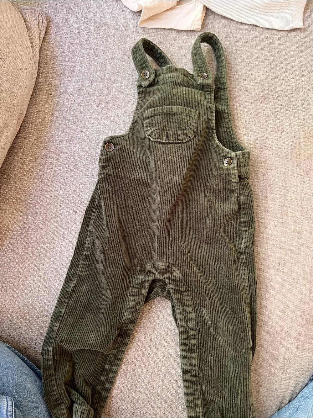 Rylee + Cru Olive Green Corduroy Kids Overalls